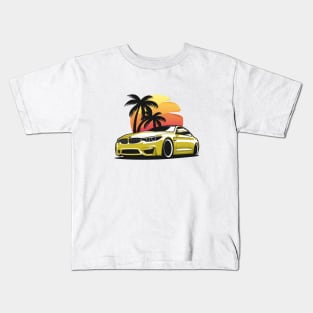 Yellow F82 M4 Coupe Sunset Kids T-Shirt